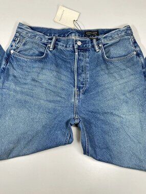 AllSaints Men’s Lenny Loose Fit Wide Leg Jeans Size 32 Blue Vintage Wash